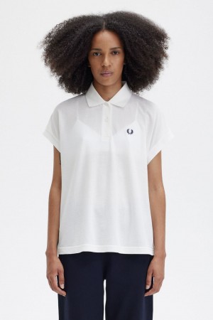 Fred Perry A-Line Piqué Women's Polo Shirt Snow White | JWBFG8506