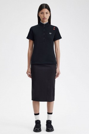 Fred Perry Amy Women's Polo Shirt Black | OABTZ6572