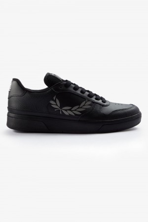 Fred Perry B300 Men's Trainers Black Grey | WORHE3159