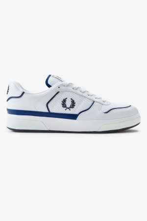 Fred Perry B300 Men's Trainers White Navy | LJVZO0426