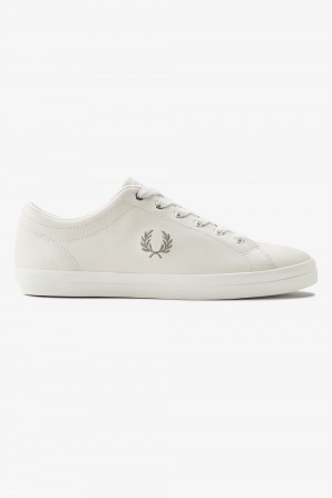 Fred Perry Baseline Men's Tennis Shoes Ivory Warm Grey | AQZTX3725