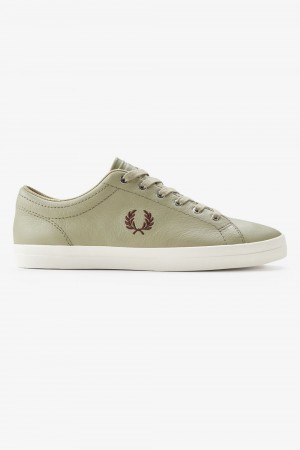 Fred Perry Baseline Men's Tennis Shoes Warm Grey Dark Red | CRWBE2974