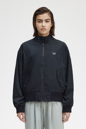 Fred Perry Batwing Zip-Through Women's Jackets Navy | NVRAD7041