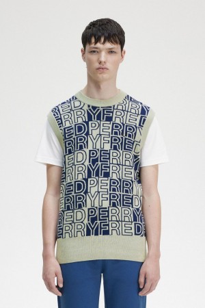 Fred Perry Block Graphic Men's Tanks Mint | DFIWG5967