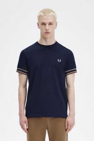 Fred Perry Bold Tipped Piqué Men's T-Shirt Navy | MSXPC6281