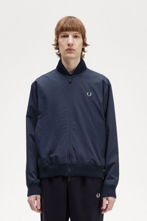 Fred Perry Bomber Men's Jackets Navy | YTKSC1436