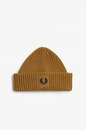 Fred Perry Branded Patch Ribbed Men's Caps Dark Coffee Black | NADCW3274