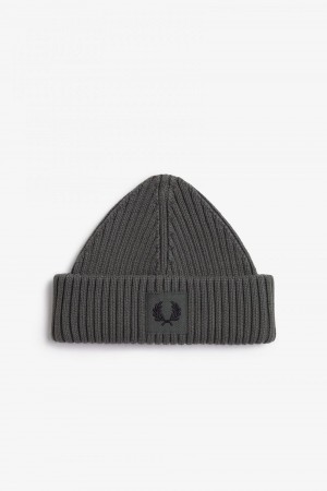 Fred Perry Branded Patch Ribbed Men's Caps Field Green Black | PEJVT9132