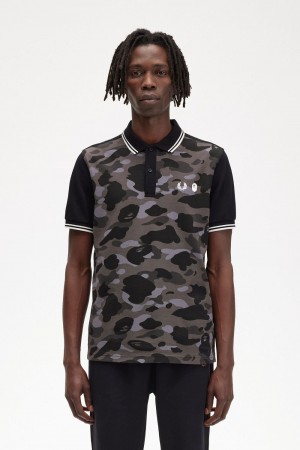 Fred Perry Camouflage Men's Shirt Black | FUSBO7830