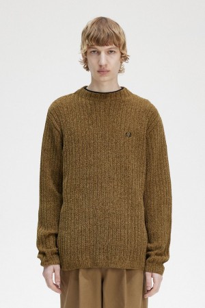 Fred Perry Chenille Rib Men's Jumper Brown | RLSZI3097