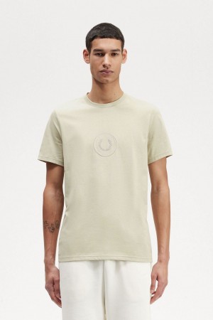 Fred Perry Circle Branding Men's T-Shirt Light Mint | JZCHL2053