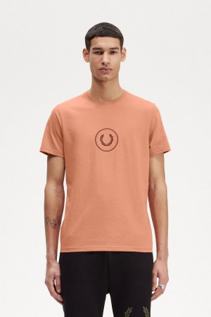 Fred Perry Circle Branding Men's T-Shirt Light Rust | PHRYF4569