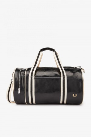 Fred Perry Classic Barrel Women's Bags Black Beige | BKFYU3647