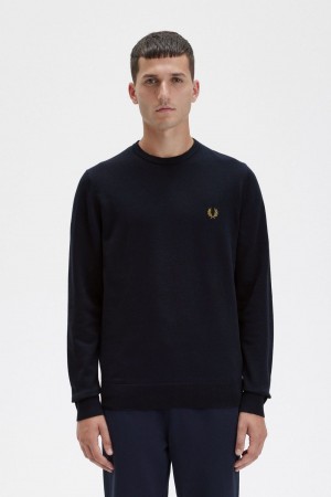 Fred Perry Classic Crew Neck Men's Jumper Navy | SFIPT2647