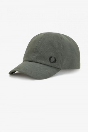 Fred Perry Classic Pique Men's Caps Field Green Black | UKRFD4269