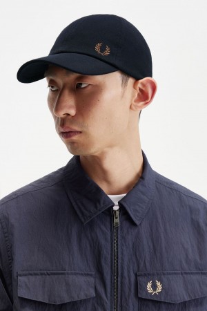 Fred Perry Classic Pique Men's Caps Navy Brown | JXLVC6152