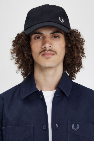 Fred Perry Classic Pique Men's Caps Navy Snow White | VLYEZ4728