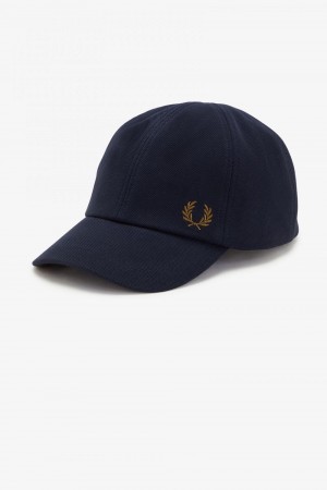 Fred Perry Classic Pique Men's Caps Navy Dark Coffee | YUBHZ5209