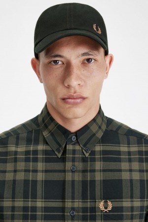 Fred Perry Classic Pique Men's Caps Night Green Light Rust | VPXBN3902