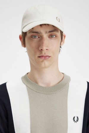 Fred Perry Classic Pique Men's Caps Snow White Green | PZSFT2450