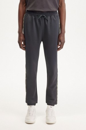 Fred Perry Contrast Tape Track Men's Pants Anchor Grey Black | DFZLA8519