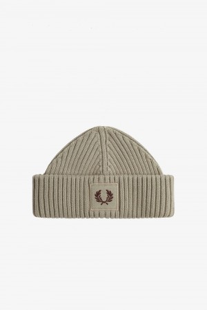 Fred Perry Cotton Rib Men's Caps Warm Grey Dark Red | OIXTC6593