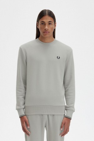 Fred Perry Crew Neck Men's Sweatshirts Grey | ZITHA4281