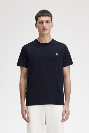 Fred Perry Crew Neck Men's T-Shirt Navy | VYAJG3164