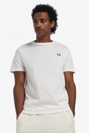 Fred Perry Crew Neck Men's T-Shirt Snow White | ERHWV4658