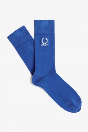 Fred Perry Embroided Men's Socks Royal Blue | PWTJG3765