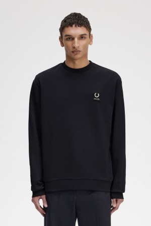 Fred Perry Embroidered Men's Sweatshirts Black | GDUKA8649