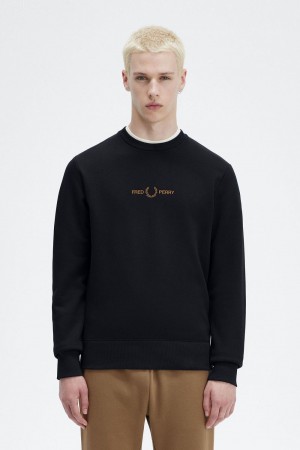 Fred Perry Embroidered Men's Sweatshirts Navy | MULQJ7624