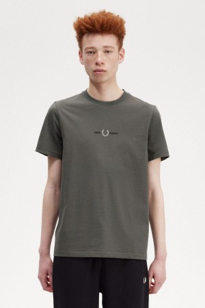 Fred Perry Embroidered Men's T-Shirt Field Green | IOPBY1930