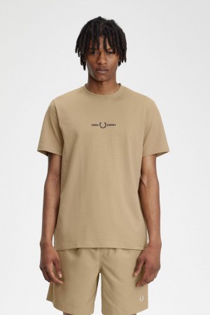 Fred Perry Embroidered Men's T-Shirt Green | RIZOW5930