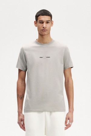 Fred Perry Embroidered Men's T-Shirt Grey | DWAMX4210