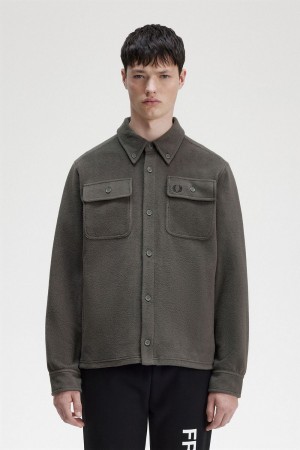 Fred Perry Fleece Men's Shirt Field Green | JRQXA8301