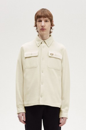 Fred Perry Fleece Men's Shirt Oatmeal | DGBZH3029