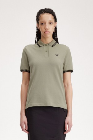 Fred Perry G3600 Women's Shirt Warm Grey Black | SMOXG9384