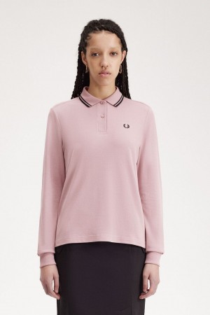 Fred Perry G3636 Women's Shirt Dusty Rose Pink Black | GXOEA8953