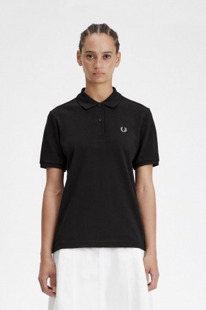 Fred Perry G6000 Women's Shirt Black Warm Grey | APLCI2913