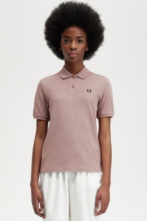 Fred Perry G6000 Women's Shirt Dark Pink Black | HYACS8697