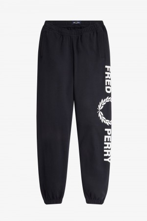 Fred Perry Graphic Branded Sweat Women's Pants Black | VAKHS9512