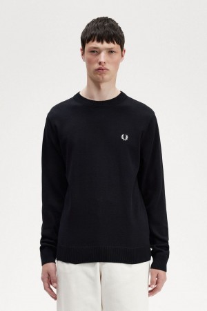 Fred Perry Graphic Laurel Wreath Men's Jumper Black | IHLBP0234