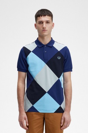 Fred Perry Harlequin Men's Polo Shirt French Navy | GPFKB1620