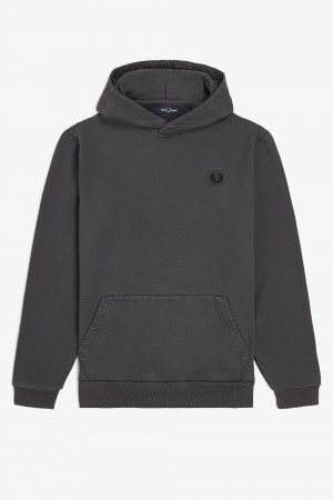 Fred Perry Heavyweight Hooded Men's Sweatshirts Gunmetal | RCNBS2508