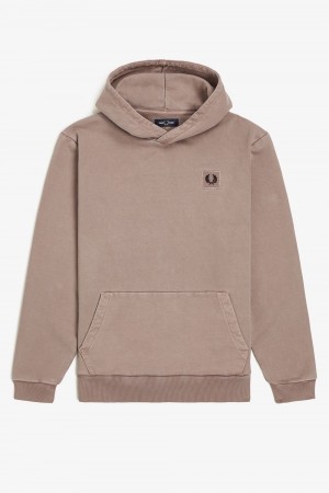 Fred Perry Heavyweight Hooded Men's Sweatshirts Dark Pink | OEHBL8510