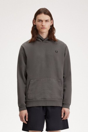 Fred Perry Heavyweight Hooded Men's Sweatshirts Field Green | MTNOZ8954