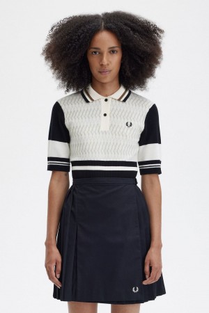 Fred Perry Jacquard Knitted Women's Shirt Beige | URBIZ1695