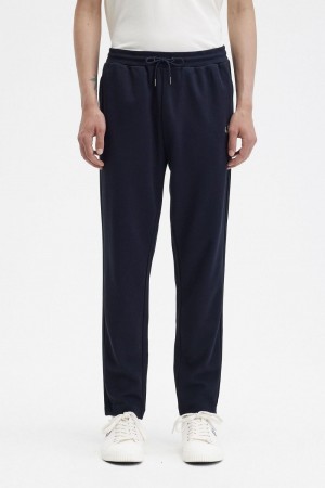 Fred Perry Knitted Taped Track Men's Pants Navy | QYFUN6842