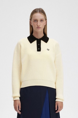 Fred Perry Knitted Women's Shirt Beige | UQCFE5382